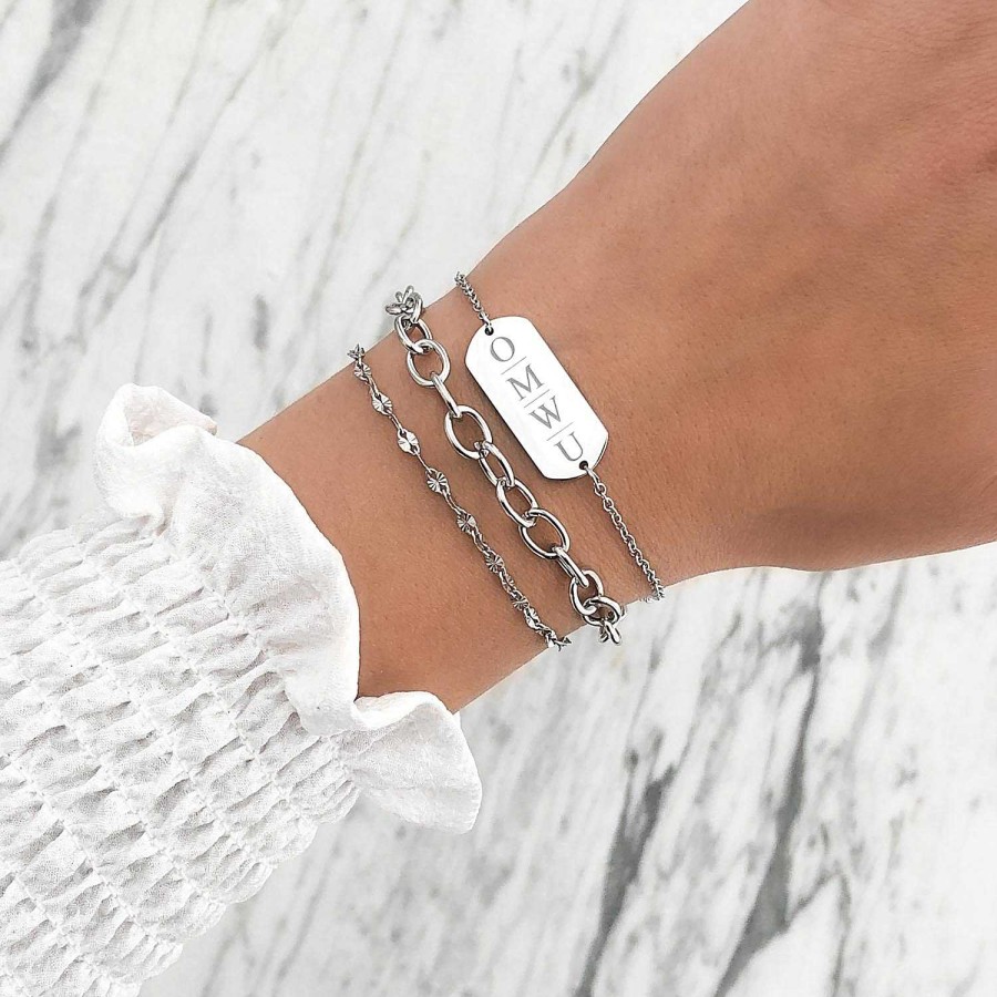 Armbanden Finaste | Grote Bar Armband Met 4 Letters