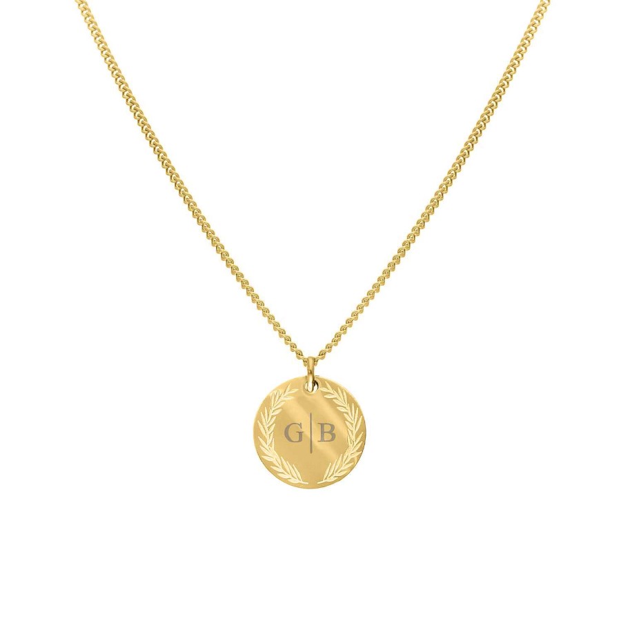 Kettingen Finaste | Coin Necklace 2 Initials Goldplated