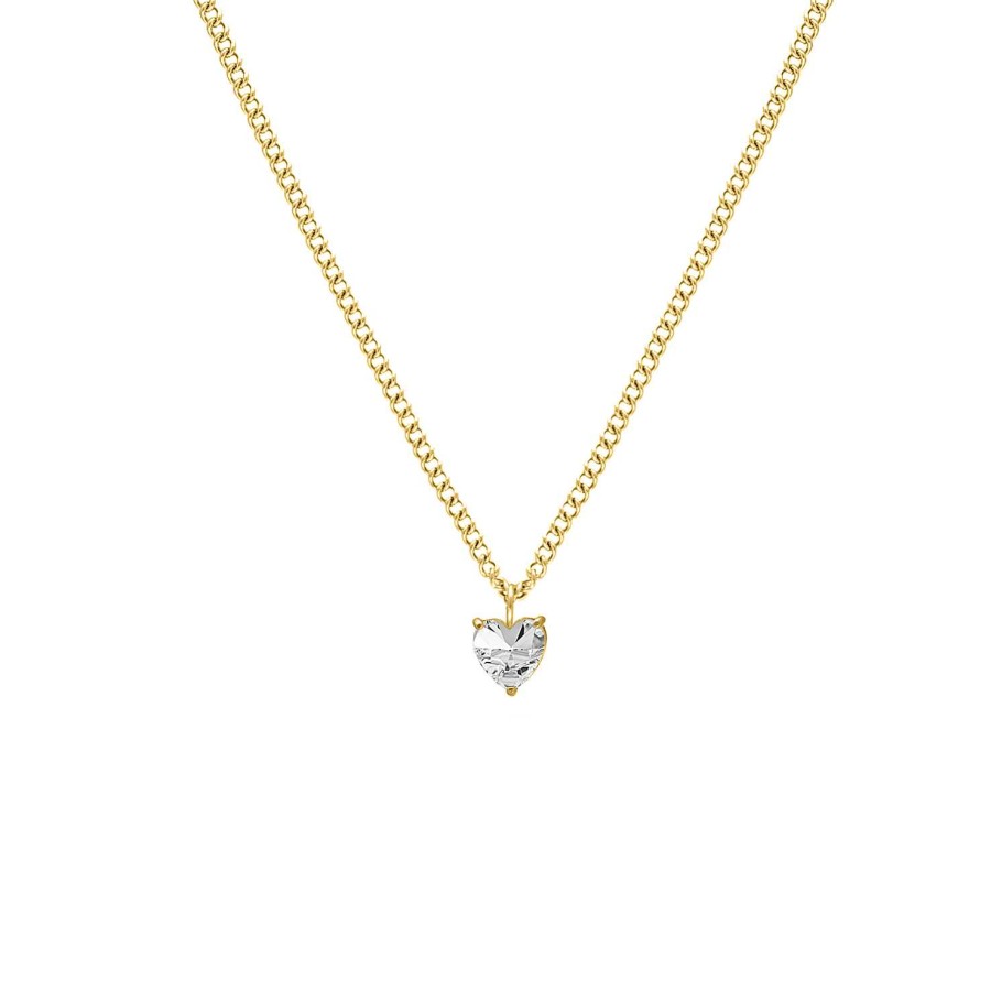 Kettingen Finaste | Ketting Sparkle Heart Goldplated