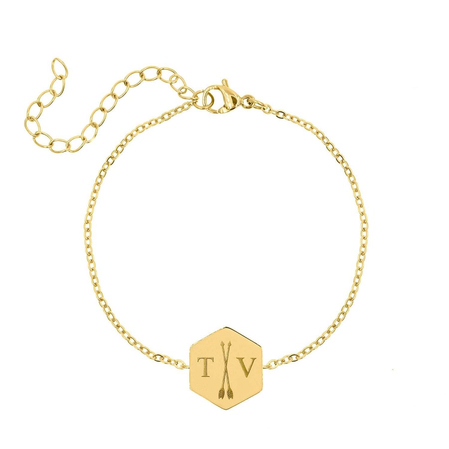 Armbanden Finaste | Bedelarmband 2 Letters Goud Kleurig