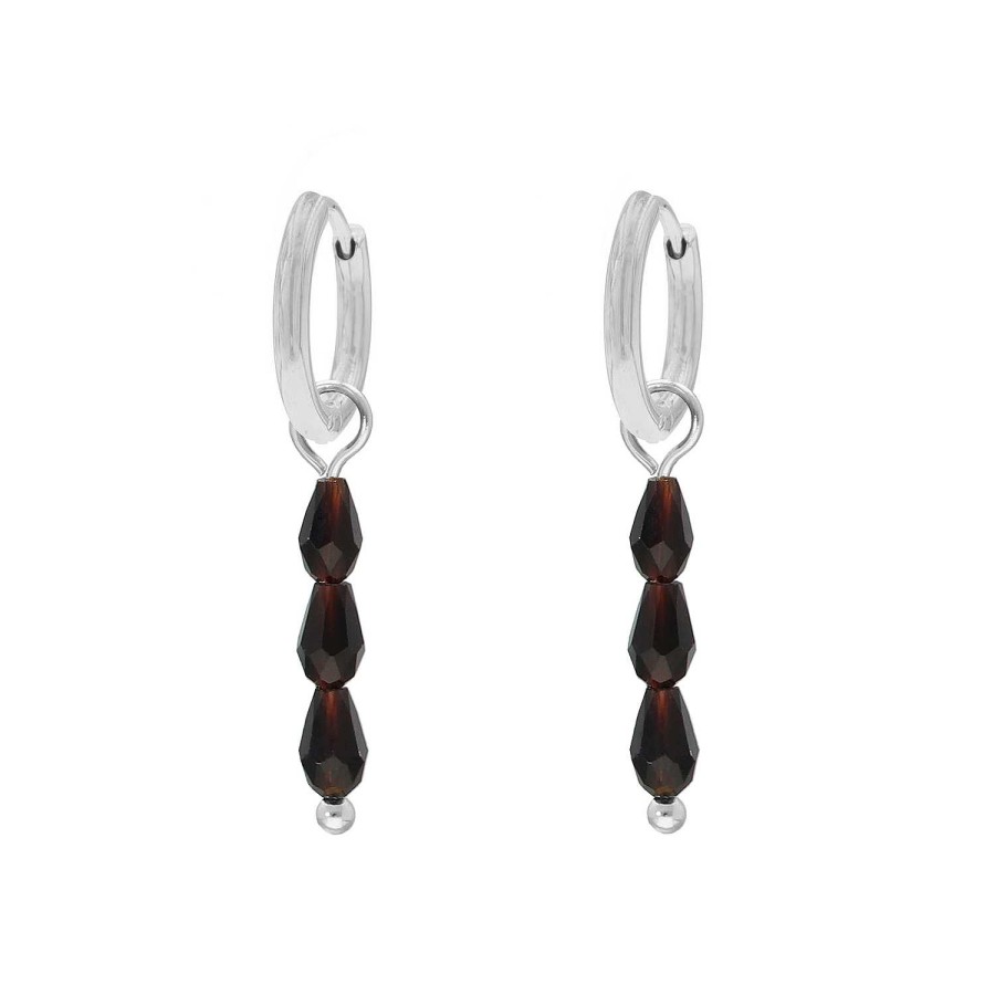 Oorbellen Finaste | Oorringetjes Triple Dark Stones