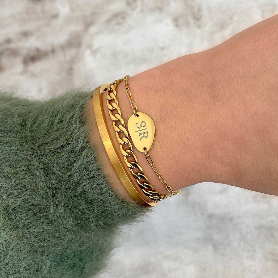 Armbanden Finaste | Armparty Graveren Kleur Goud