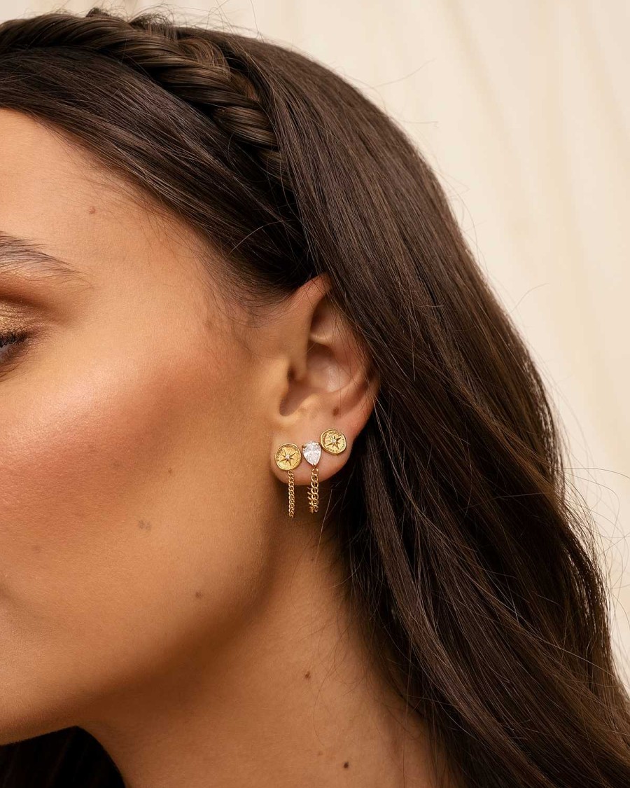 Oorbellen Finaste | Compass Stud Earrings Goldplated