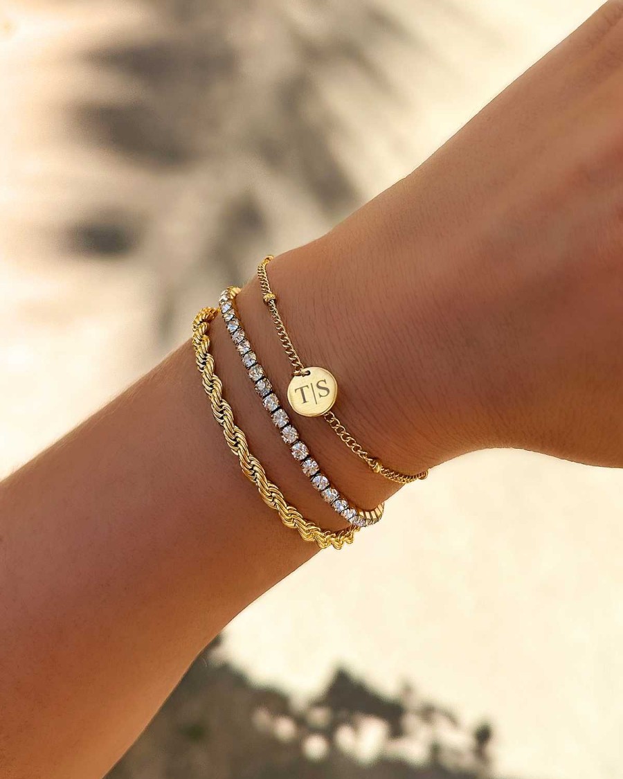 Armbanden Finaste | Tennis Armparty Met Gravering Goldplated