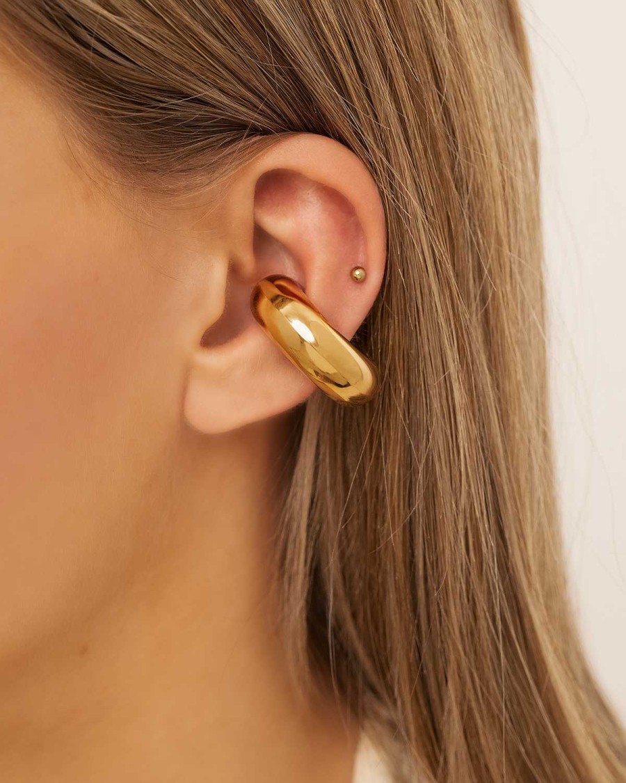 Oorbellen Finaste | Chunky Ear Cuff Goudkleurig