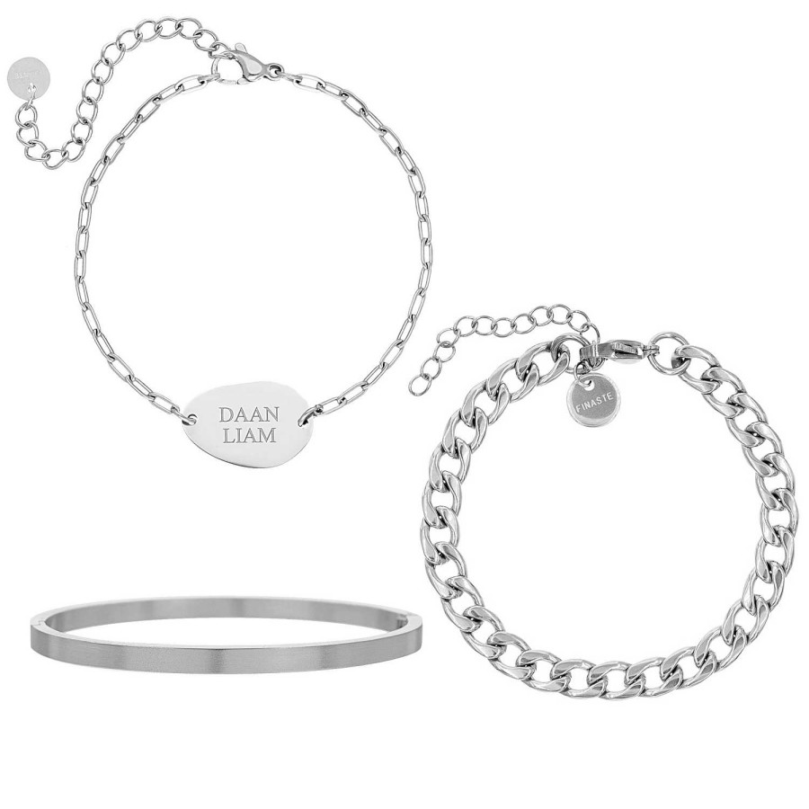 Sieraden Sets Finaste | Armparty Graveren Kleur Zilver