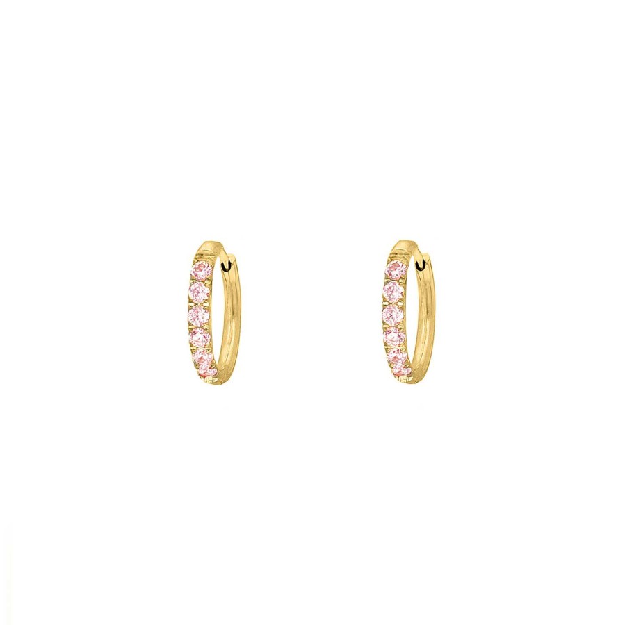 Oorbellen Finaste | Shiny Oorringetjes Pink 10 Mm Goudkleurig