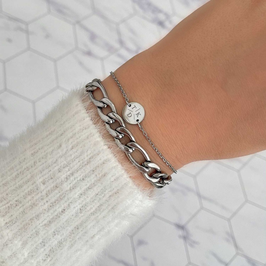 Armbanden Finaste | Armband 3 Initialen Met Mini Muntje