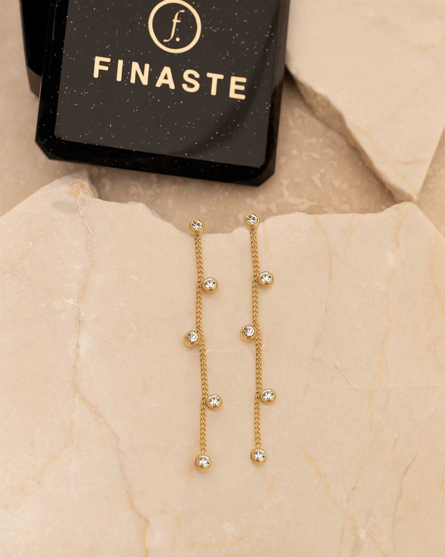 Oorbellen Finaste | Earrings 5 Stones Goldplated