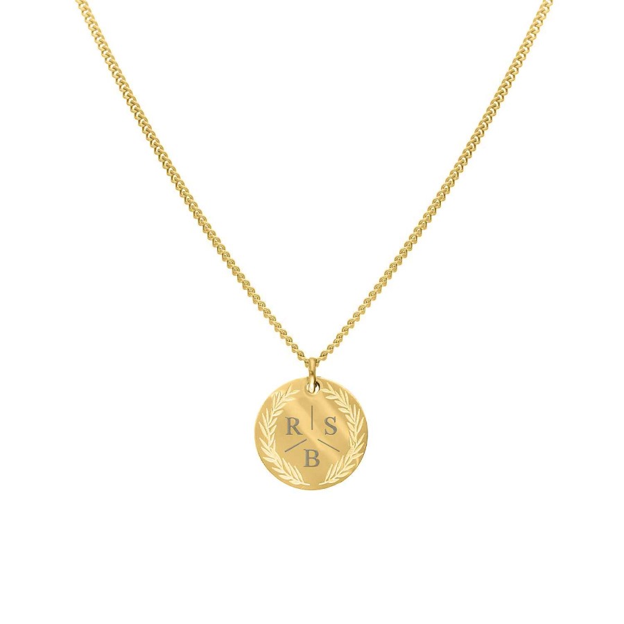 Kettingen Finaste | Coin Necklace 3 Initials Goldplated