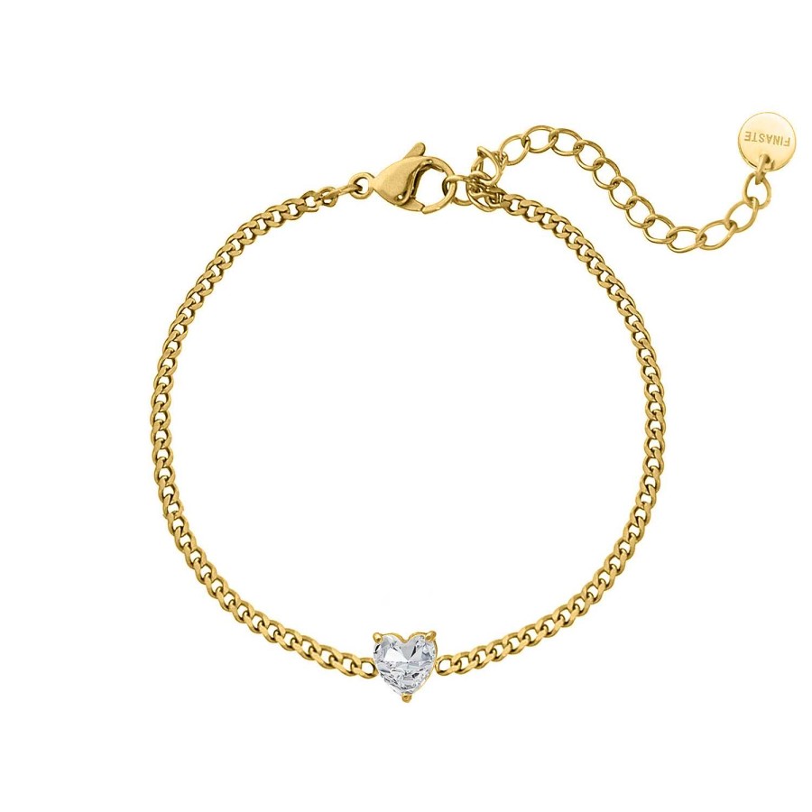 Armbanden Finaste | Armband Sparkle Heart Goldplated