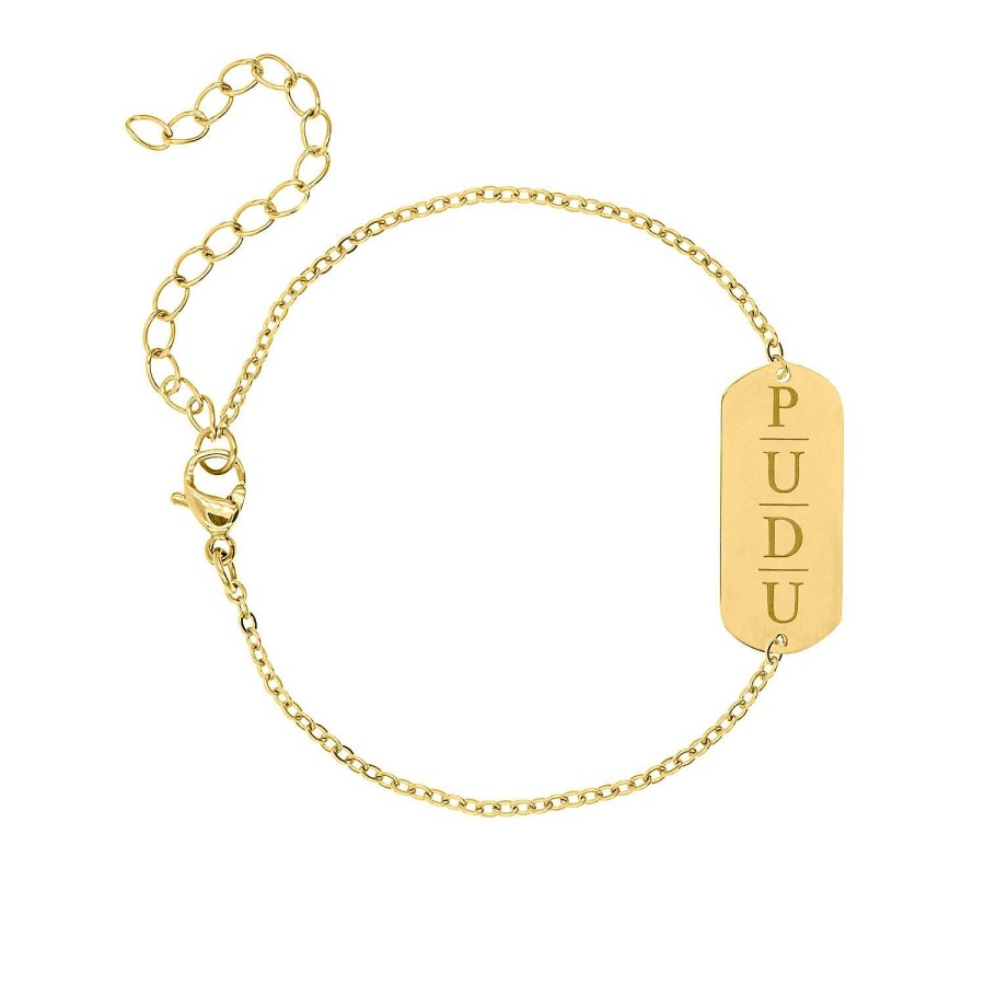 Armbanden Finaste | Grote Bar Armband Met 4 Letters Gold Plated