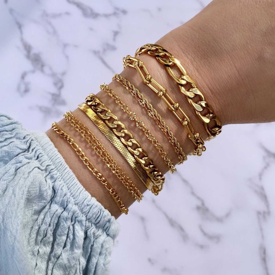 Armbanden Finaste | Armband Minimalistisch Mixed Chains Kleur Goud