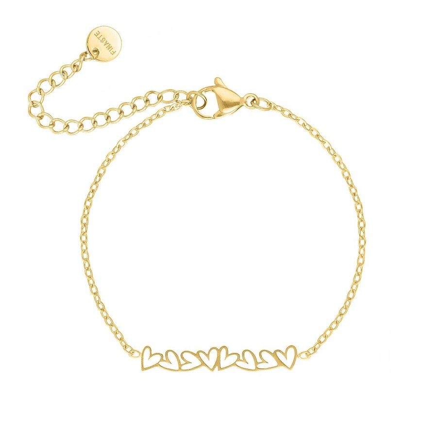 Armbanden Finaste | Bracelet Open Hearts Goldplated