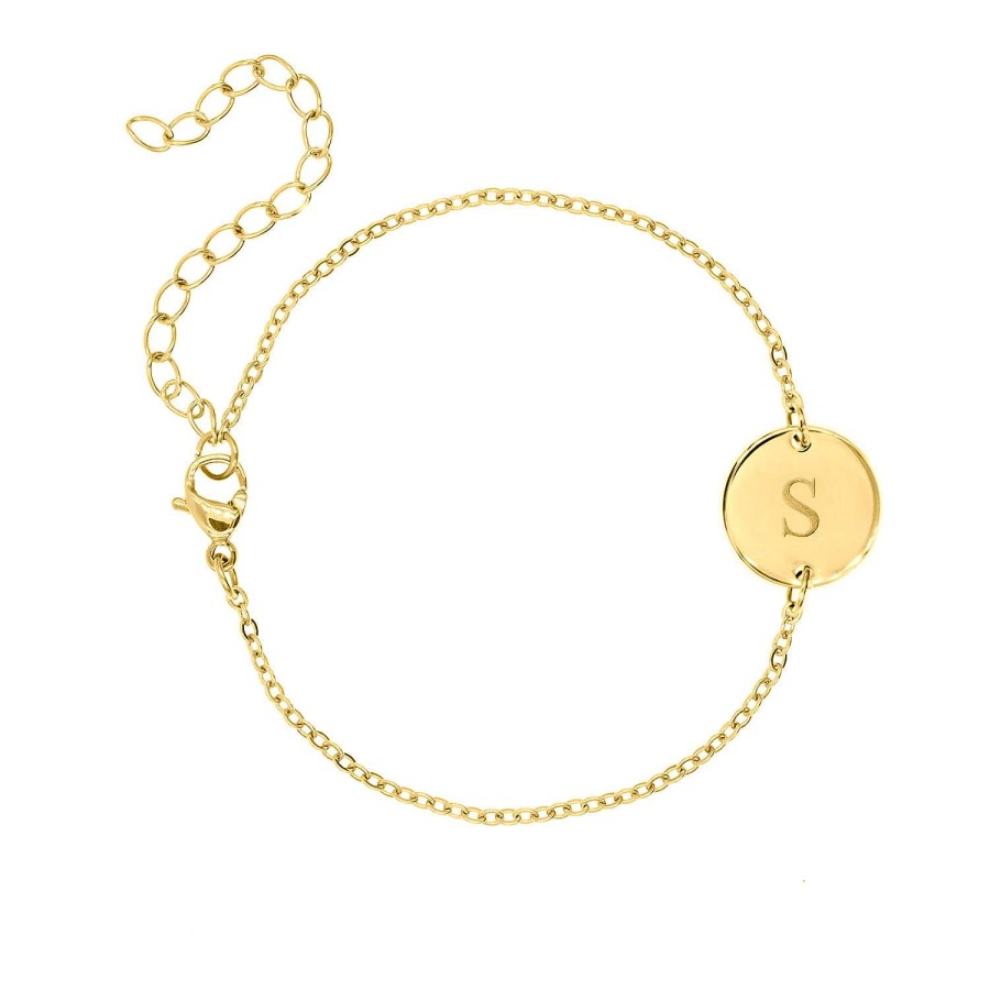 Armbanden Finaste | Initial Armband Coin Goud Kleurig