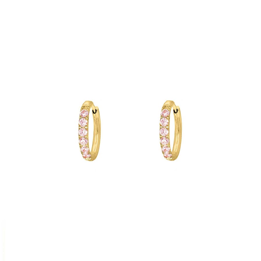 Oorbellen Finaste | Shiny Oorringetjes Pink 10 Mm Goudkleurig