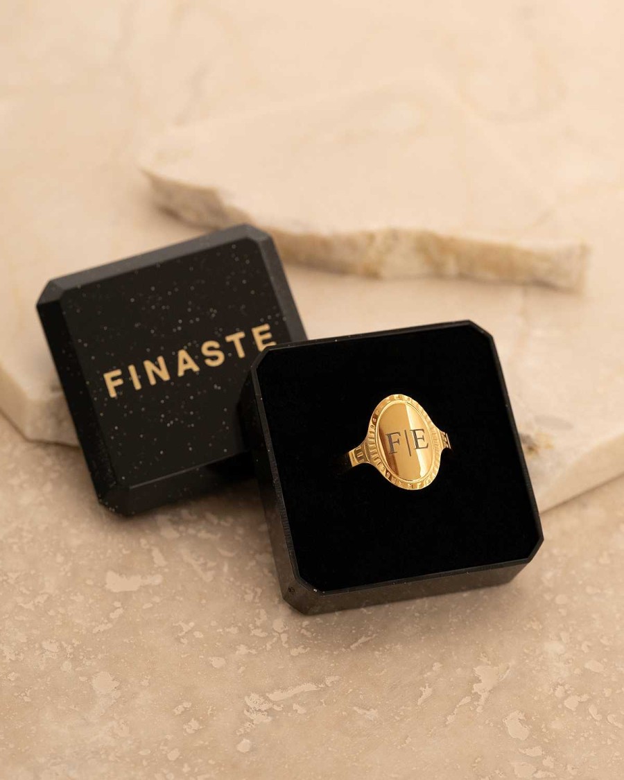 Ringen Finaste | Verstelbare Initial Ring Vintage Goudkleurig