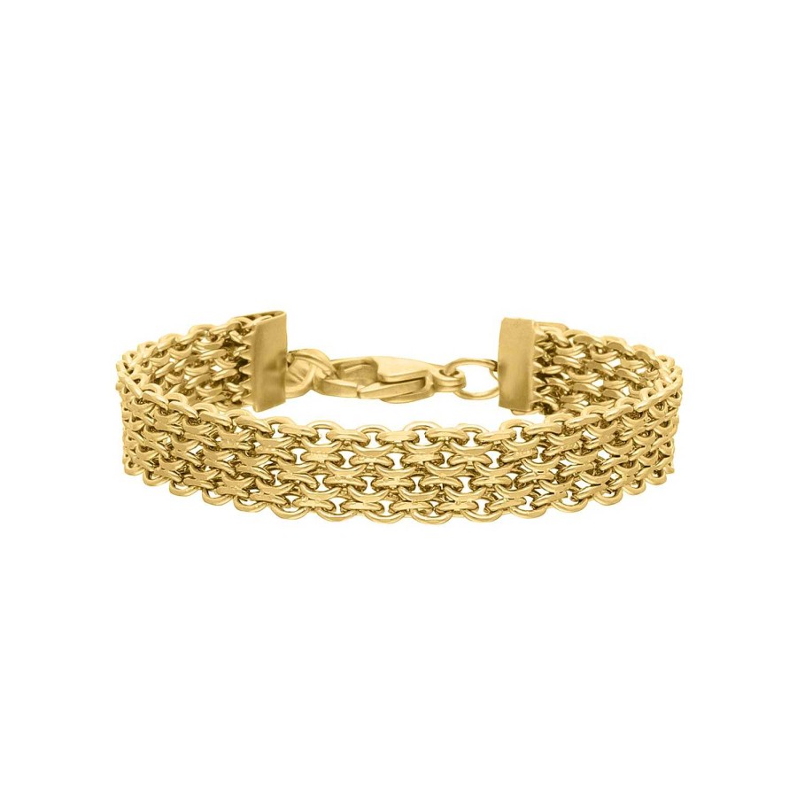 Armbanden Finaste | Platte Armband Mesh Goud Kleurig