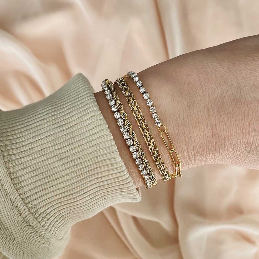 Armbanden Finaste | Armband Met Schakeltjes Goud Kleurig