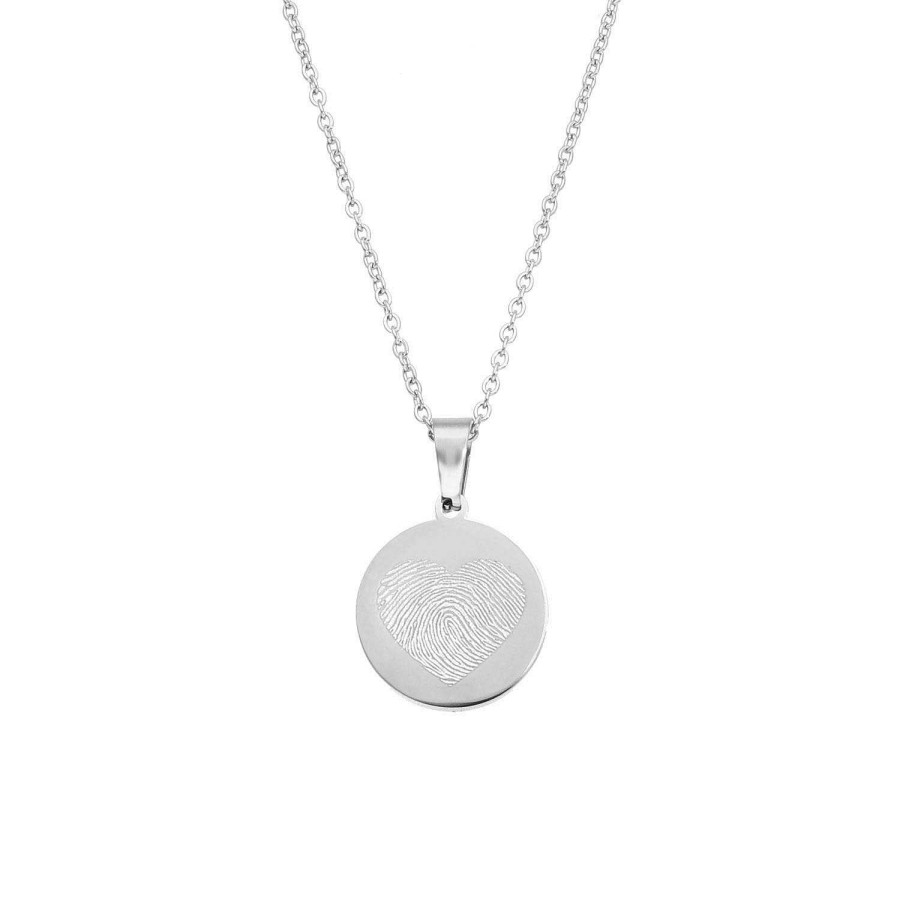 Kettingen Finaste | Coin Ketting Met Vingerafdruk Hartje