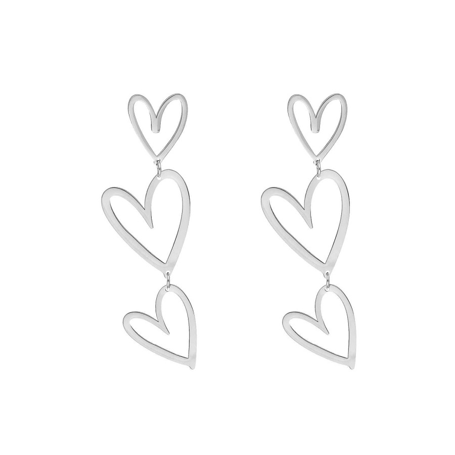 Oorbellen Finaste | Triple Open Heart Earrings