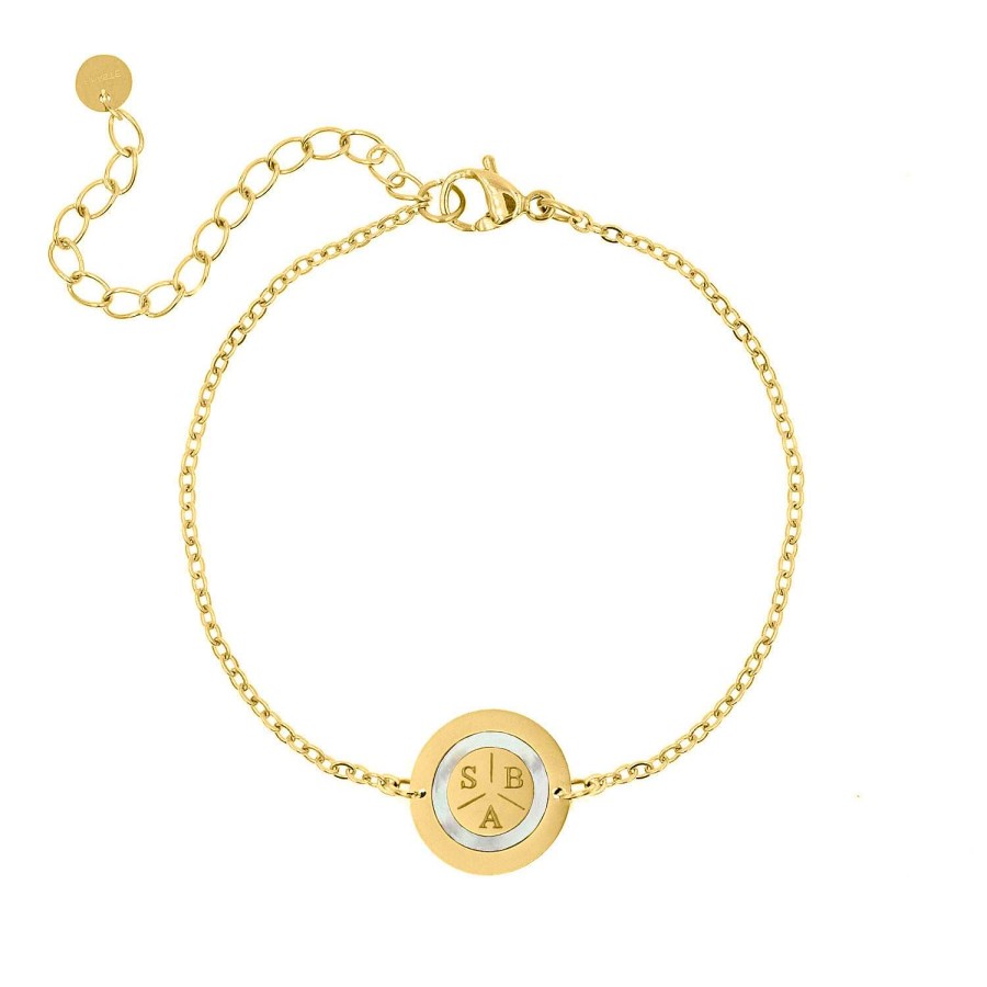 Armbanden Finaste | Armband 3 Initials Luxury Kleur Goud