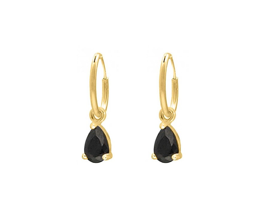 Oorbellen Finaste | Earrings Black Drop Goldplated