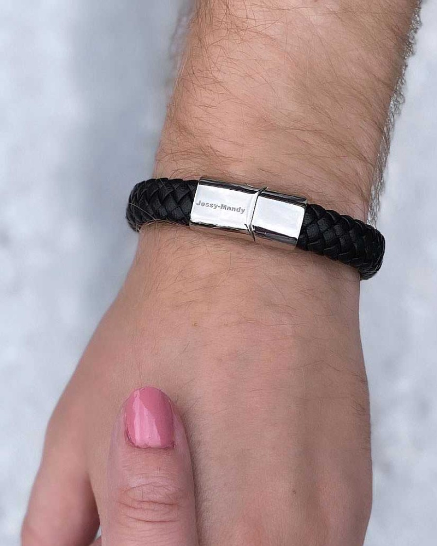 Armbanden Finaste | Leren Mannen Armband Met Naam