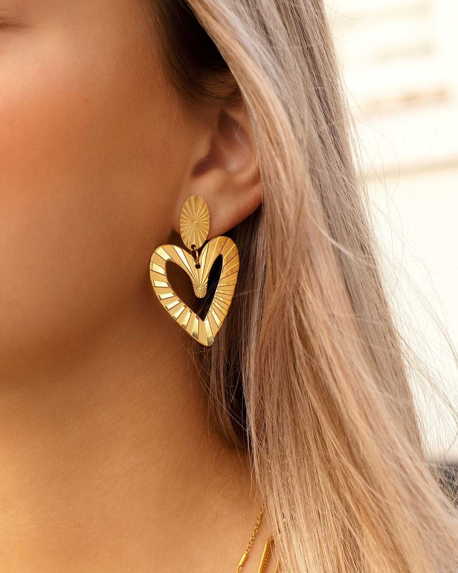 Oorbellen Finaste | Chic Heart Earrings Goldplated