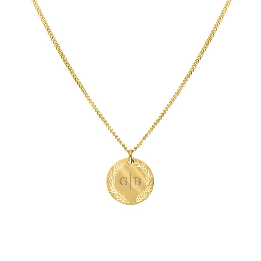 Kettingen Finaste | Coin Necklace 2 Initials Goldplated