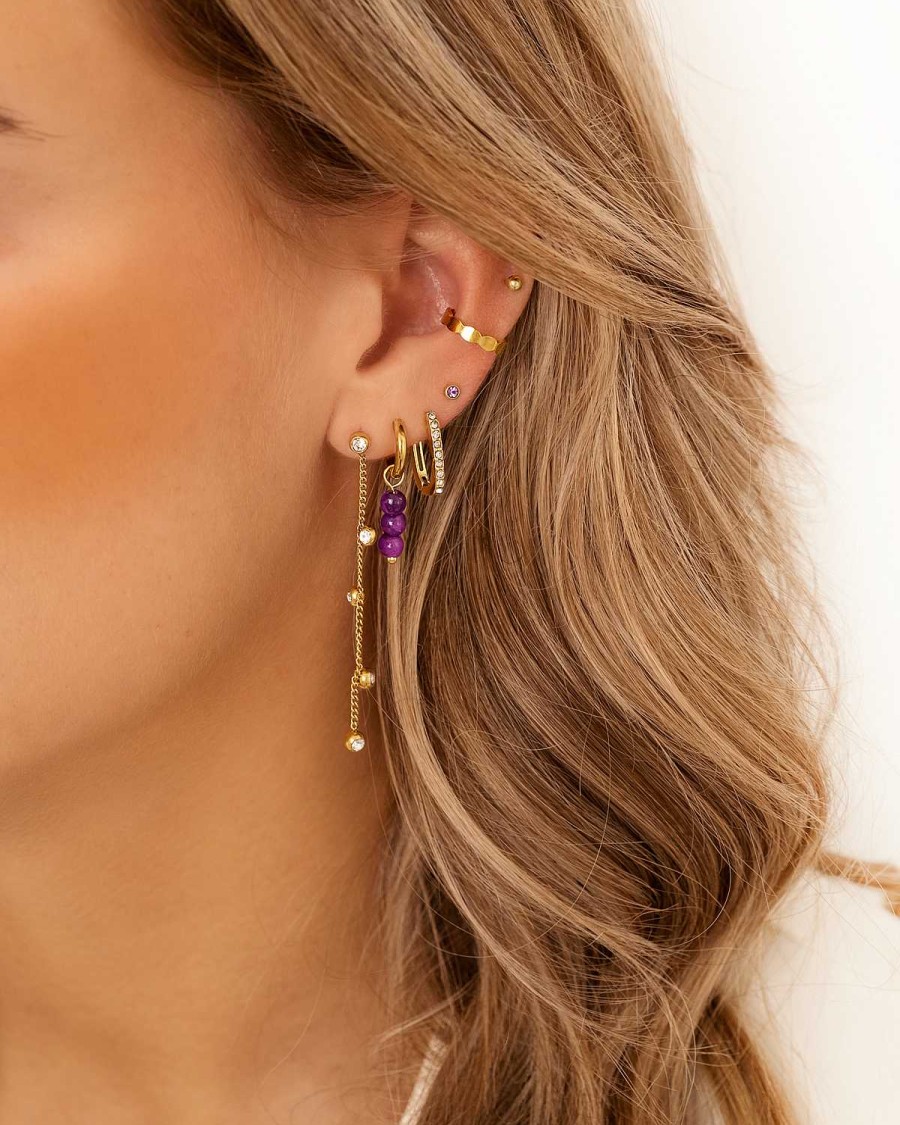 Oorbellen Finaste | Earrings 5 Stones Goldplated