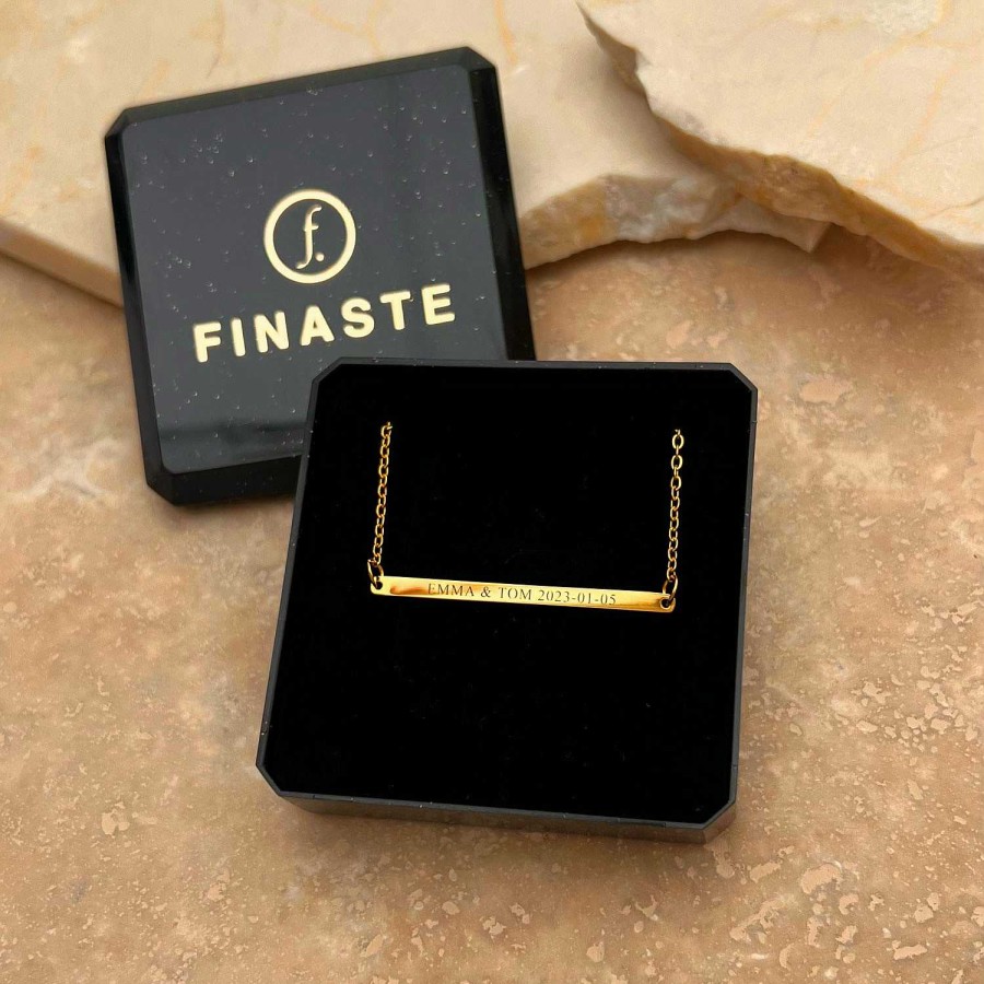 Kettingen Finaste | Minimalistische Graveerbare Bar Ketting Goudkleurig