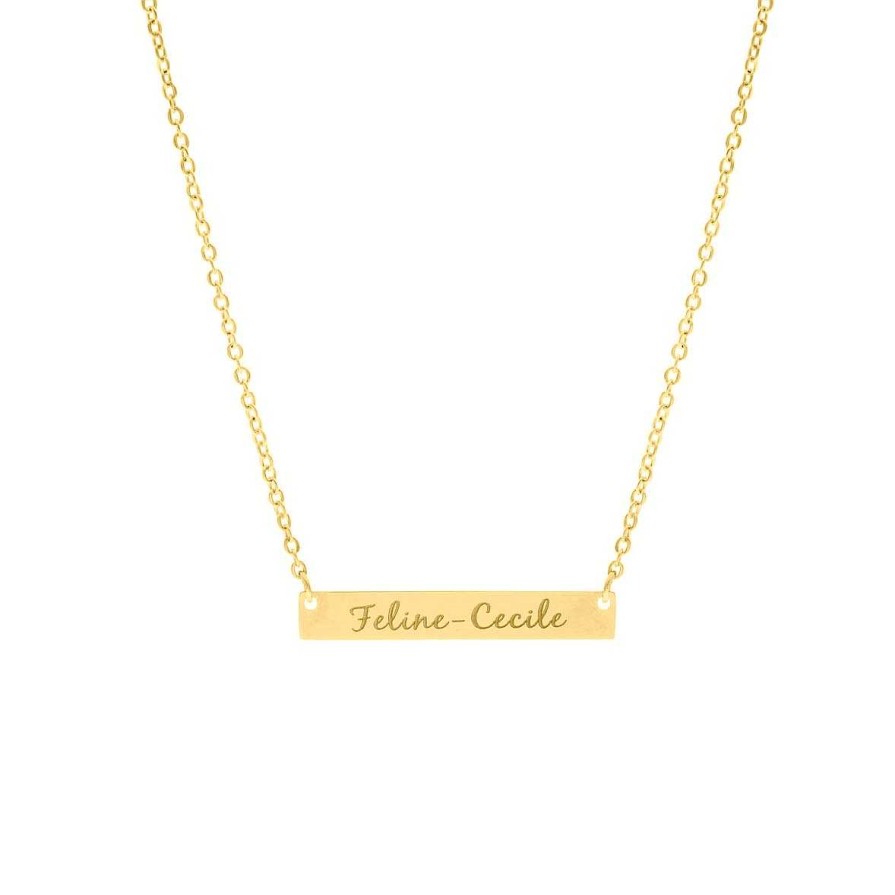 Kettingen Finaste | Graveerbare Bar Ketting Met Sierletters Goud Kleurig