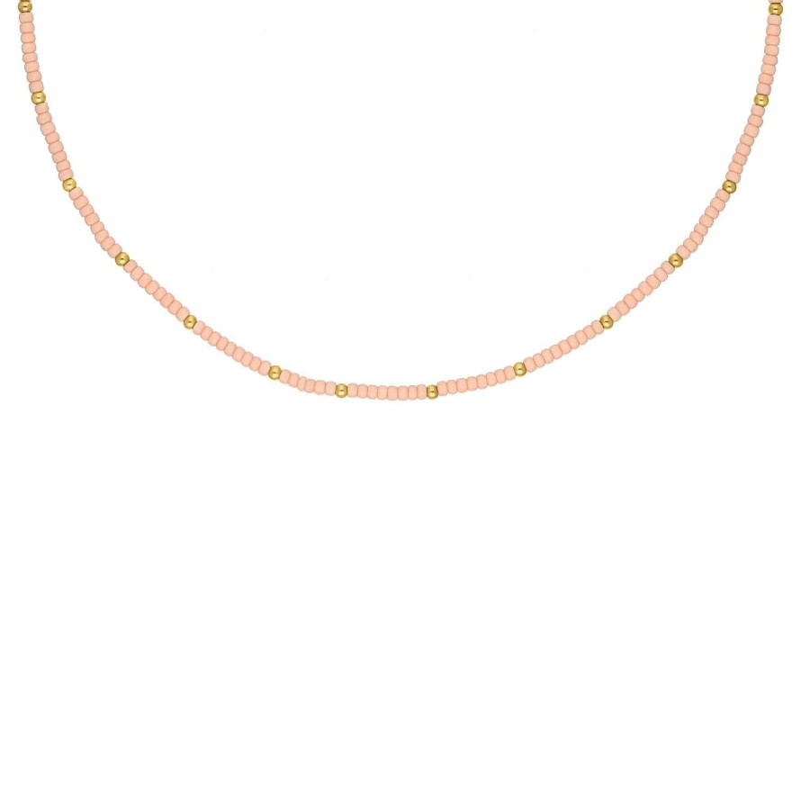 Kettingen Finaste | Kralen Ketting Summer Pink Goudkleurig