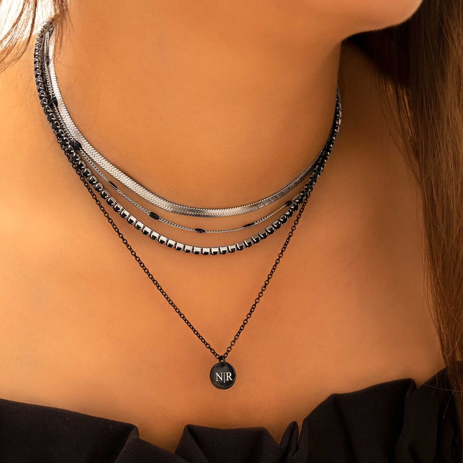 Kettingen Finaste | Tennis Necklace Black Stones