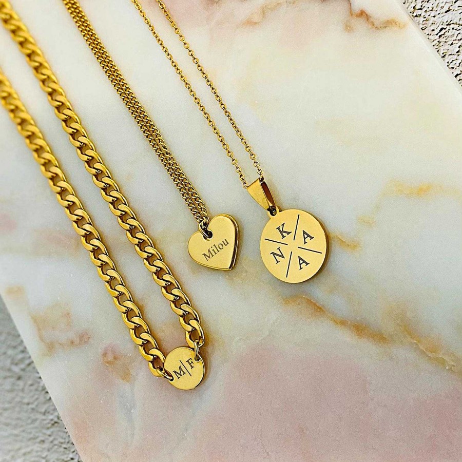 Kettingen Finaste | Ketting Chunky 2 Initials Kleur Goud