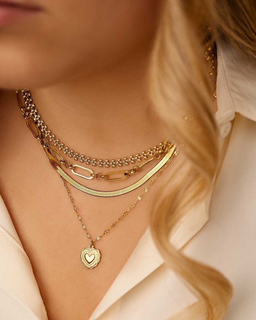 Kettingen Finaste | Cute Hearts Necklace Goldplated