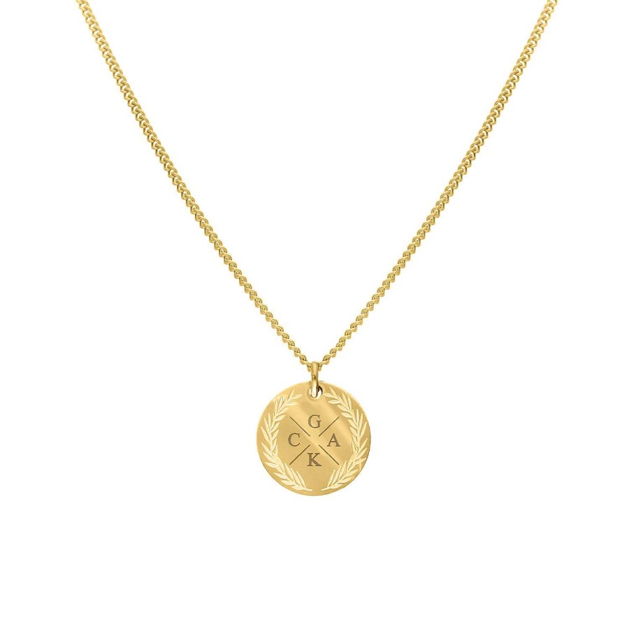 Kettingen Finaste | Coin Necklace 4 Initials Goldplated