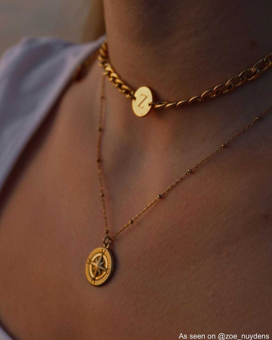 Kettingen Finaste | Ketting Chunky Initial Goud Kleurig