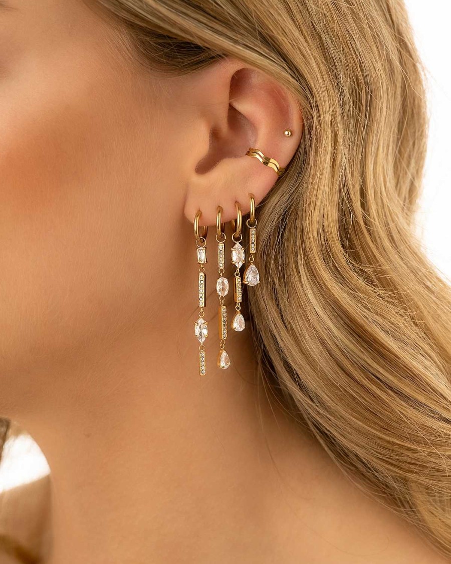 Oorbellen Finaste | Exclusive Crystal Drops Earrings Goldplated