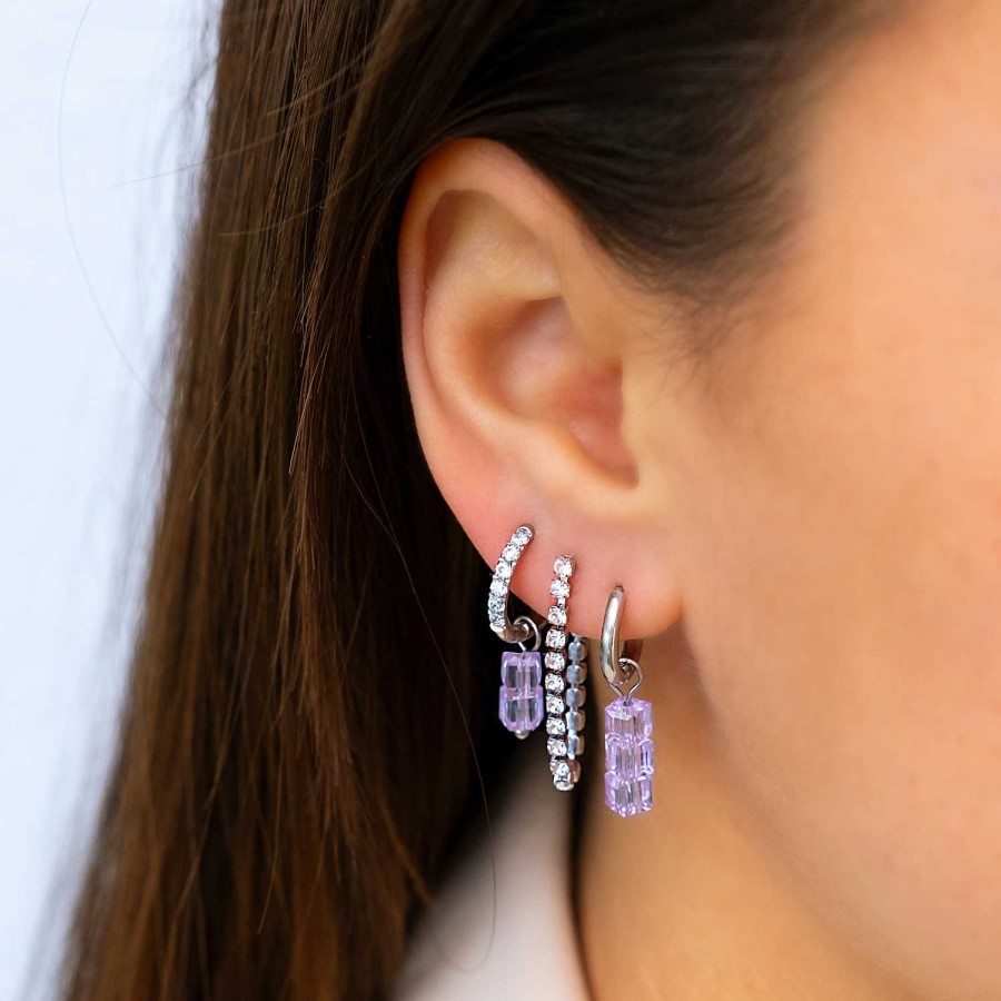 Oorbellen Finaste | Earrings Triple Stones Lilac