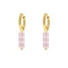 Oorbellen Finaste | Earrings Triple Stones Pink Goldplated