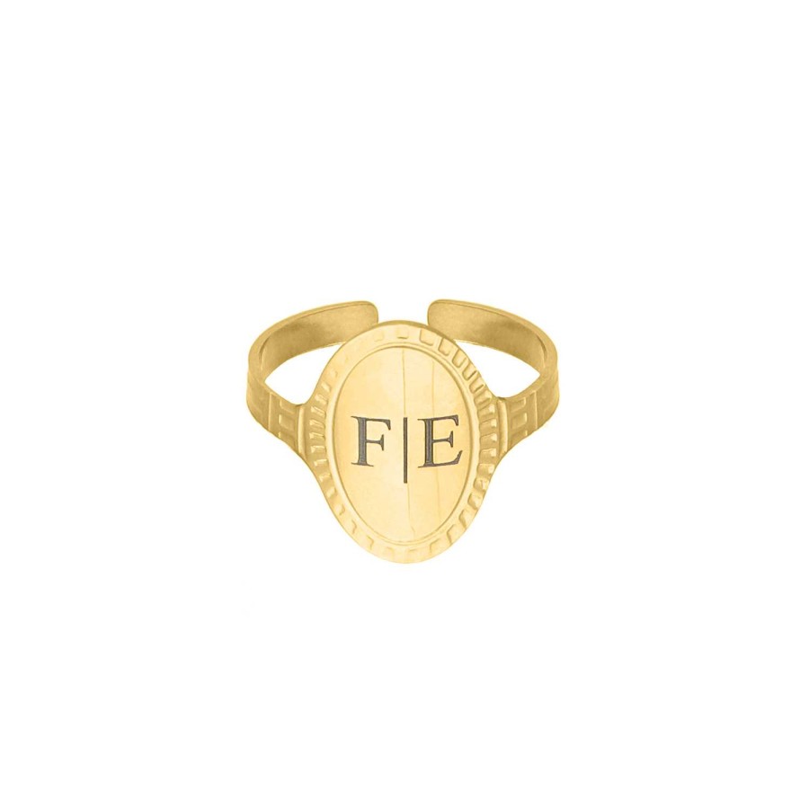 Ringen Finaste | Verstelbare Initial Ring Vintage Goudkleurig