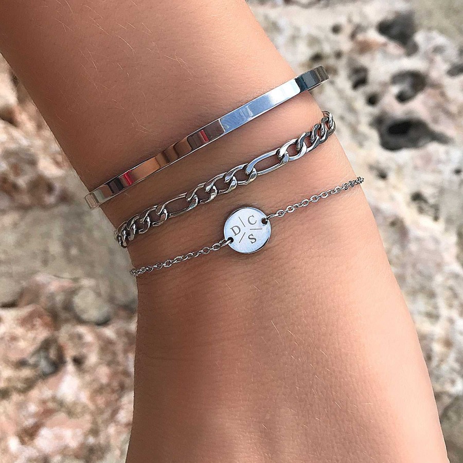 Armbanden Finaste | Armband 3 Initialen Met Mini Muntje