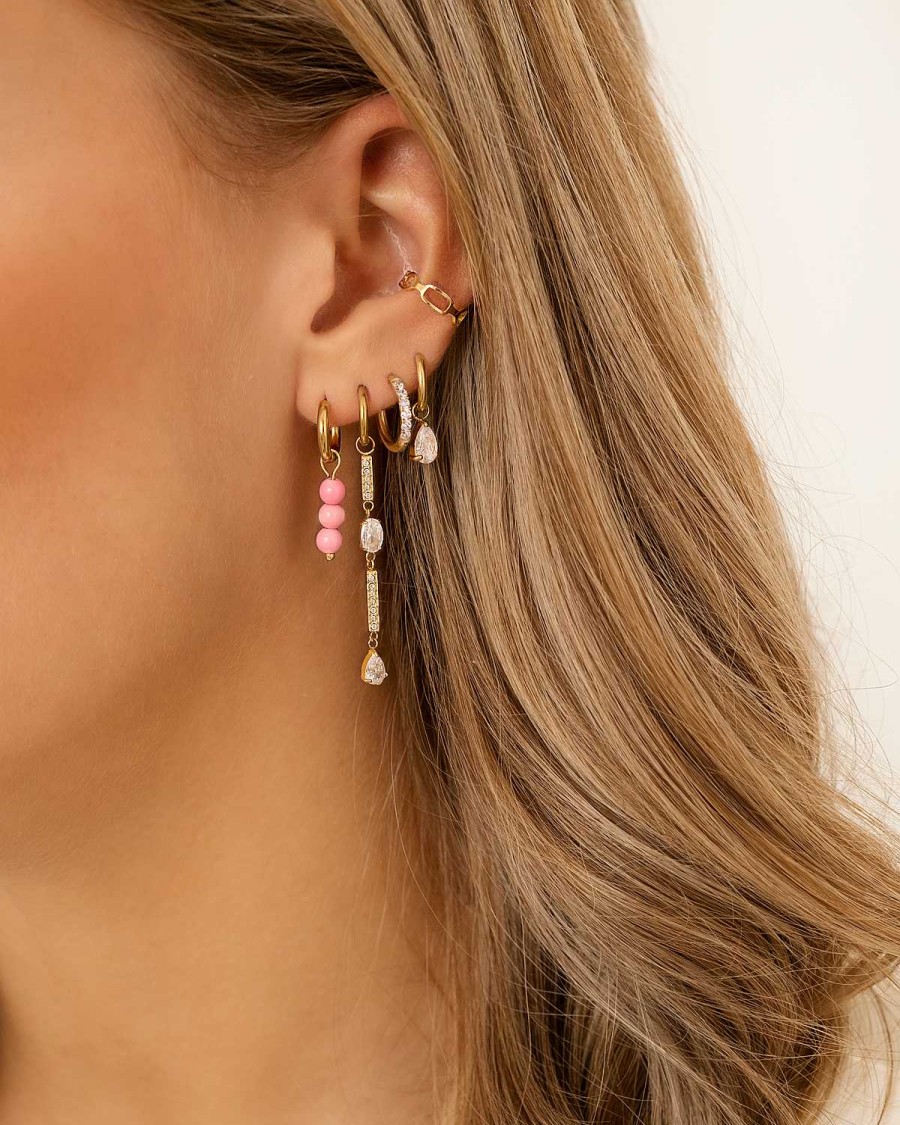 Oorbellen Finaste | Earrings Hot Pink Goldplated