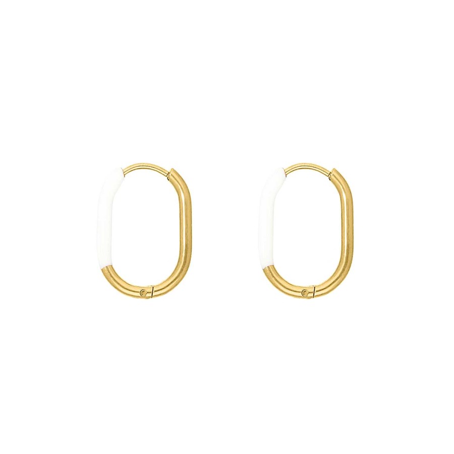 Oorbellen Finaste | Hot Summer Oval Hoops White