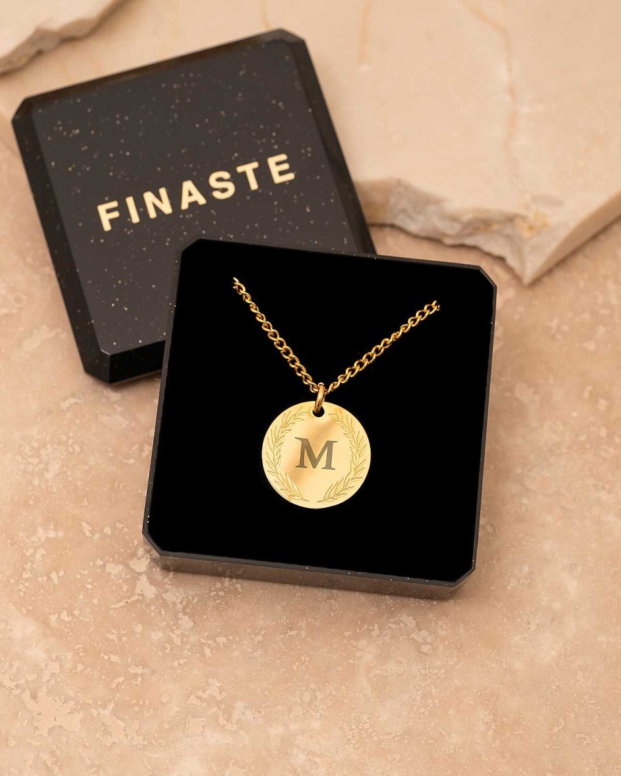 Kettingen Finaste | Coin Necklace 1 Initial Goldplated