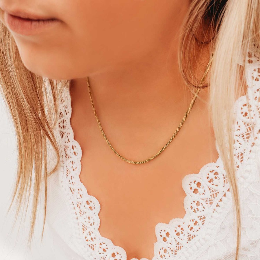 Kettingen Finaste | Mesh Ketting Minimalistisch Goudkleurig