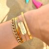 Armbanden Finaste | Grote Bar Armband Met 4 Letters Gold Plated