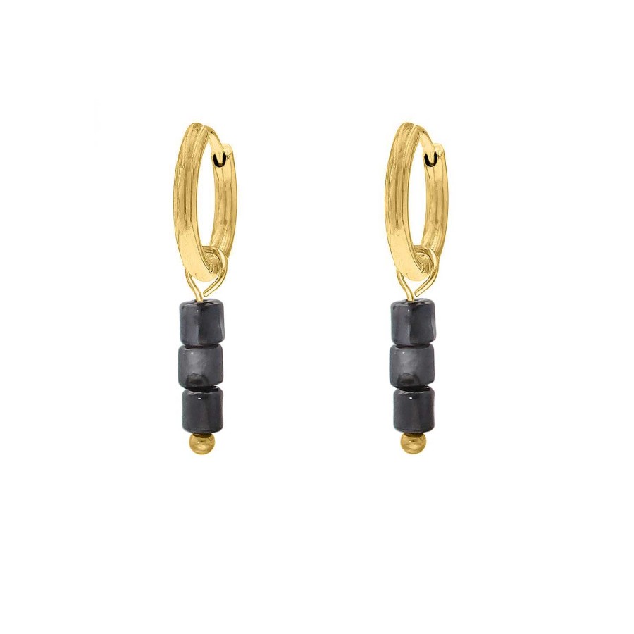 Oorbellen Finaste | Earrings Dark Shells Goldplated